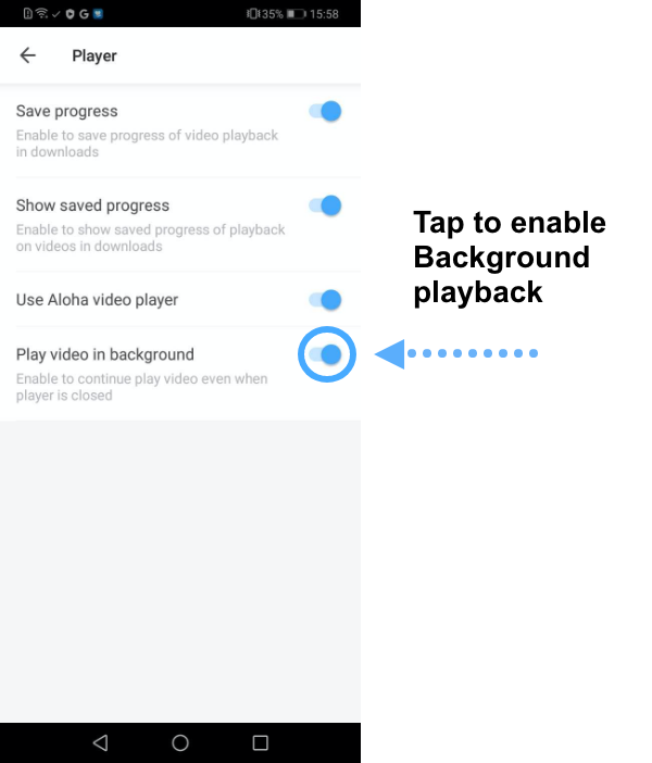 How to enable Background Video Playback? | Android Version OLD | Aloha  Browser