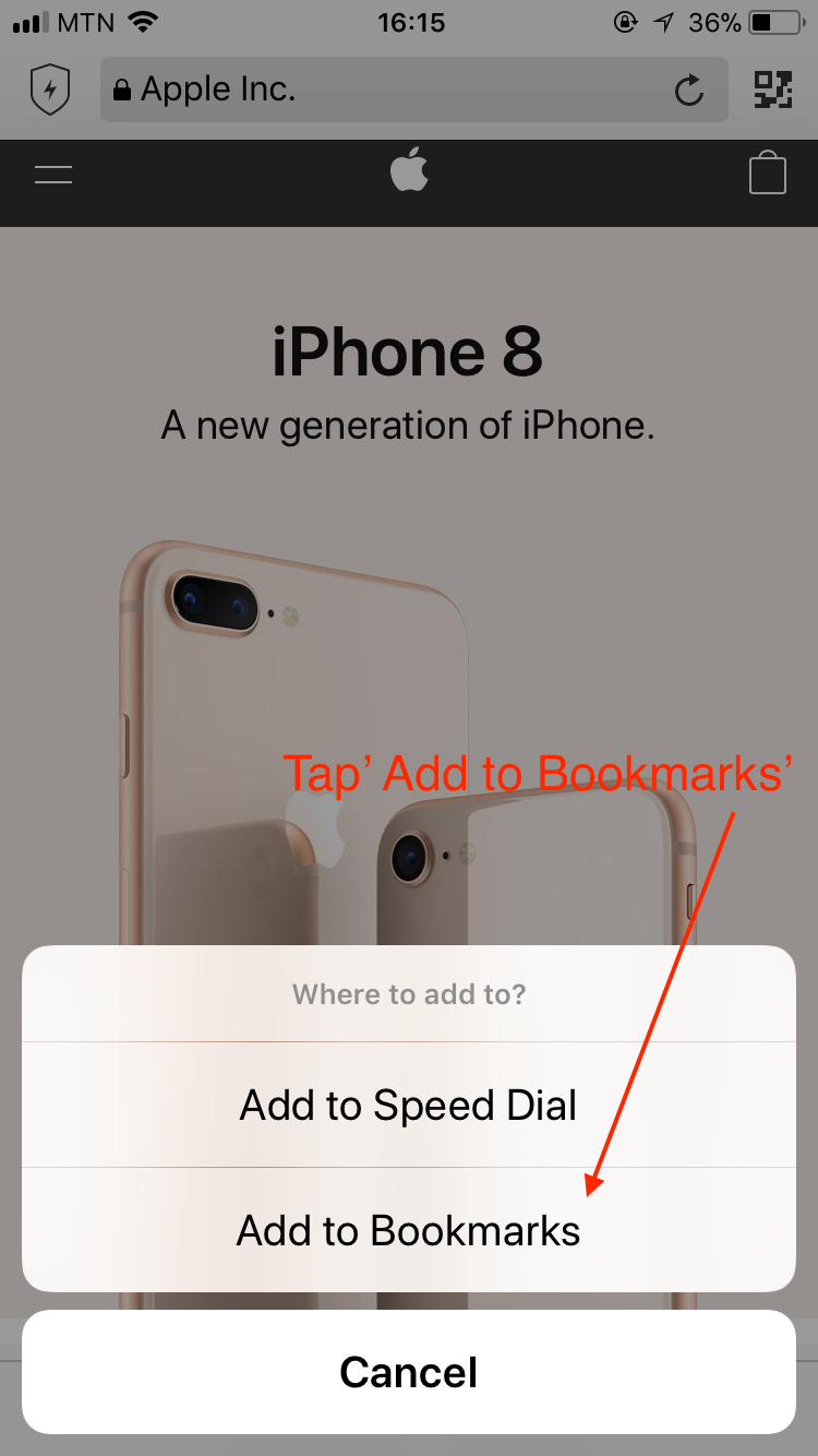 how to bookmark a website on an iphone