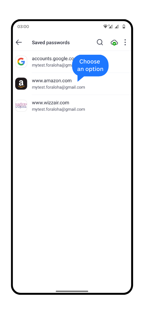 List of sites with Saved Passwords in Aloha Browser